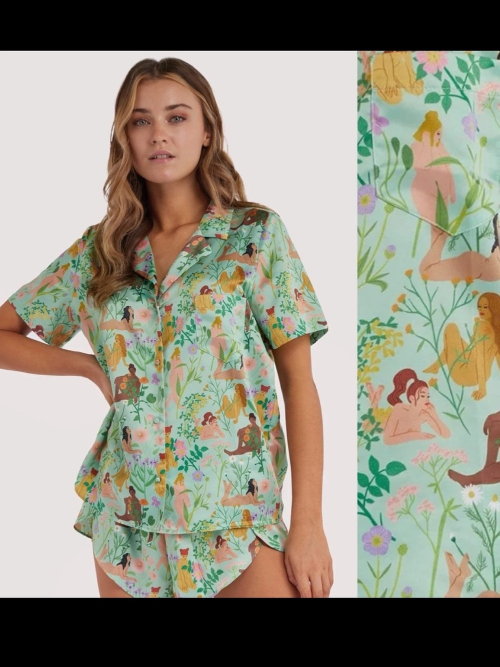 Playful Promises Bodil Jane Recycled Nudes & Flowers Short Sleeved Shirt